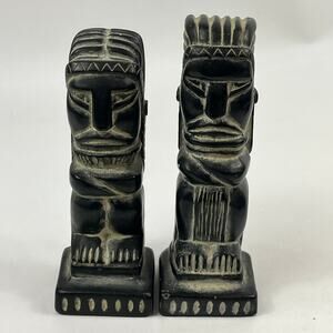 Swityk Canada Morning Star Great Chief Inuit Style Figurine Sculpture Pair 7–8"